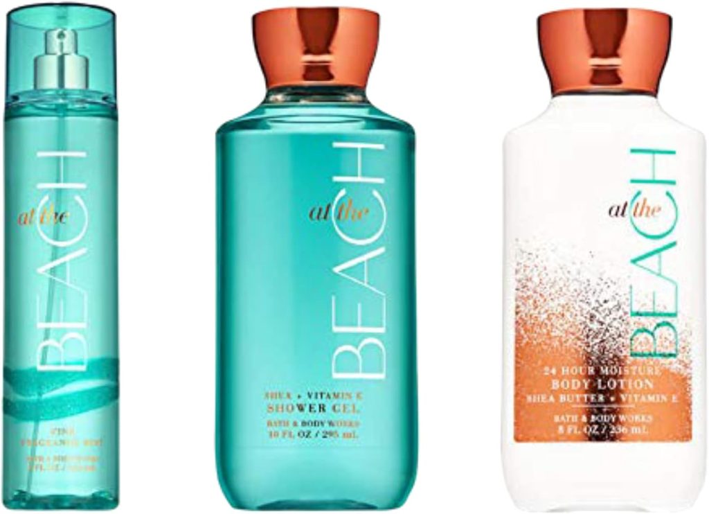 Bath  Body Works ~ Signature Collection ~ At The Beach ~ Shower Gel ~ Fine Fragrance Mist  Body Lotion ~ Trio Gift Set