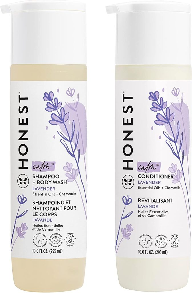 The Honest Company Silicone-Free Conditioner  2-in-1 Cleansing Shampoo + Body Wash Duo | Gentle for Baby | Naturally Derived | Lavender Calm, 20 fl oz