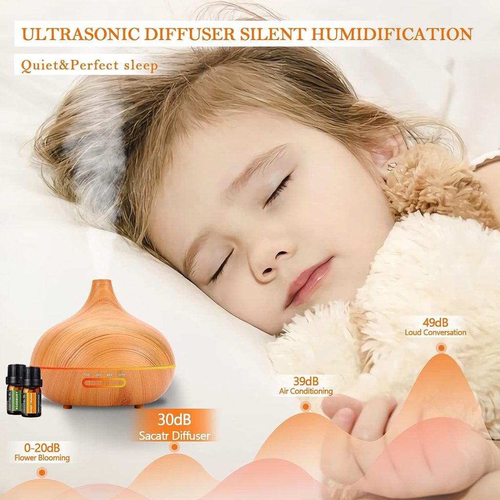 Ultimate Aromatherapy Diffuser,Essential Oil Set,Essential Oil Diffuser,Ultrasonic Diffuser with 550ML Tank Ideal for Large Rooms, Waterless Auto Off,Adjustable Timer,7 LED Light Colors and Mist Mode