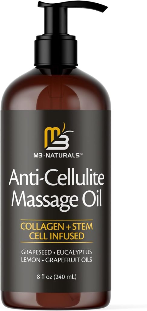 Anti Cellulite Massage Oil Infused with Collagen and Stem Cell Skin Tightening Body Oil Moisturizing Cellulite Cream Bust Bum Cellulite Scar Cleansing Essential Oil Instant Absorption by M3 Naturals