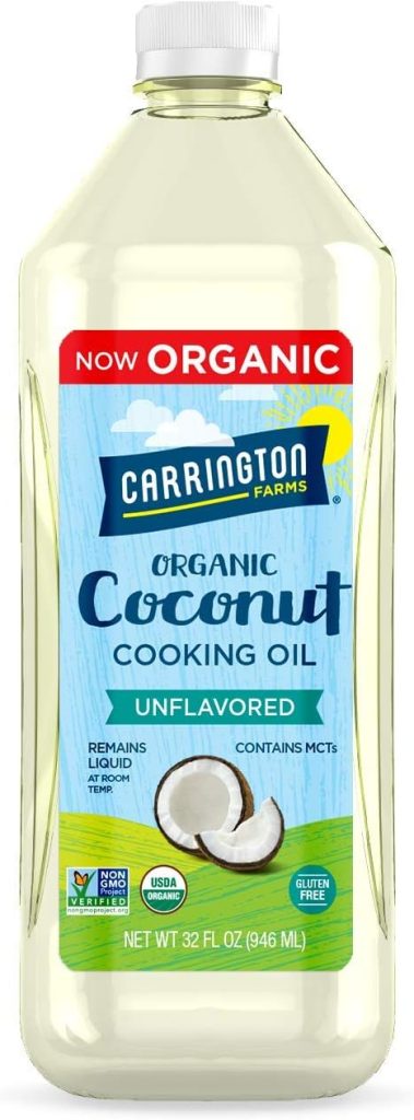 Carrington Farms gluten free, hexane free, NON-GMO, free of hydrogenated and trans fats in a BPA free bottle, liquid coconut cooking oil, unflavored, 32 Fl Oz